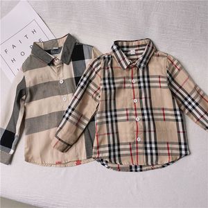 deisnger ropa para niños Camisa a cuadros británica de manga larga de primavera para niños, camisa informal para bebés, primavera y otoño, top con camisas inferiores, tendencia CSD2402036