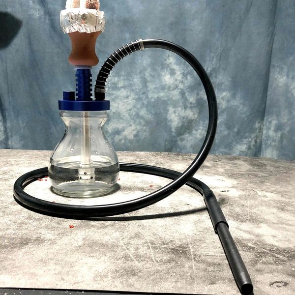 DEJAYA-pipa Shisha de viaje, cachimba de vidrio pequeña con bolsa, cuenco de cerámica, manguera, pinzas de resorte de Metal, accesorios para narguile 240220