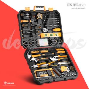 Deko Hand Tool Set Algemeen Huishoudelijke Handgereedschap Kit met Plastic Toolbox Storage Case Socket Moersleutel Schroevendraaier Mes LJ200815