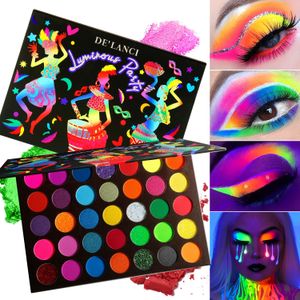 DELANCI Kleurrijk oogschaduwpalet Neon Glow in Dark Helder 35 kleuren Hooggepigmenteerde oogschaduwpallet Matte Shimmer Glitter Eye 240226