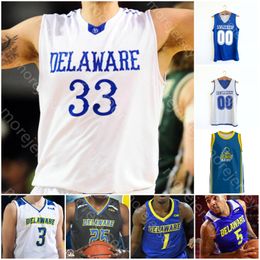 Delaware Blue Hens Custom Basketball Jersey - NCAA College Fabric de haute qualité Personnalisez avec des noms Darling Allen Mutts Anderson Goss Novakovich