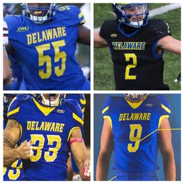 Delaware College Football Hommes Femmes Jeunes Maillots tous cousus 14 Ryan O'Connor 5 Joshua Youngblood 16 Noah Sanders 21 Marcus Yarns 4 Nick Minicucci