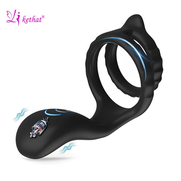 Anillo vibrador para pene para retrasar la eyaculación para adultos, cinturón de castidad masculina, masturbador para erección duradera, juguetes sexys para hombres, artículos de belleza