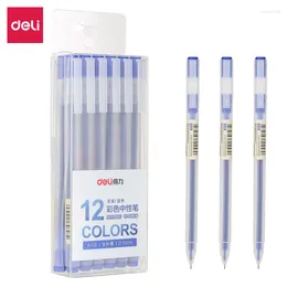 Deli 12 pièces ensemble stylo Gel Ultra qualité écriture neutre noir bleu rouge encre Signature stylo à bille pour fournitures scolaires de bureau