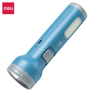 Deli 3662A bleu LED cyclisme charge forte lumière extérieure Mini Portable double éclairage lampe de poche 562323
