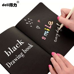 deli A4 A5 zwart Schets zwart papier Briefpapier Kladblok Schetsboek Voor Schilderen Tekening Dagboek Journal Creative Notebook Gift
