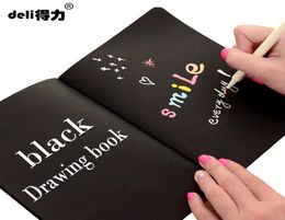 deli A4 A5 zwart Schets zwart papier Briefpapier Kladblok Schetsboek Voor Schilderij Tekening Dagboek Journal Creatieve Notebook Gift1001165