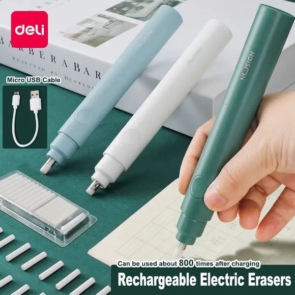 Deli gomme électrique Rechargeable croquis dessin surbrillance en caoutchouc pour enfants école papeterie Correction fournitures rechargeable Core 231220