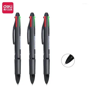 Deli quatre couleurs Commutation simple Ballpoint Pen 0,7 mm Head Student Office Writing Tools Examen de papeterie