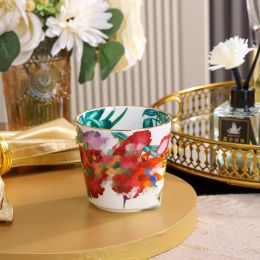 Delicatesse Designer Cup en Saucer Set Bone China paar koffiekopje met schotel planten Patroon Middag Fashiontea Cups Verjaardag Huisverwarming Wedding Geschenk