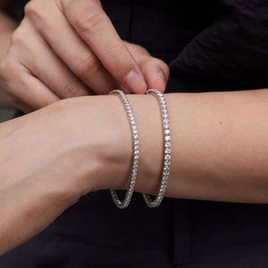 Bracelet délicat en Moissanite S925 plaqué or blanc pour femmes, chaîne en argent Sterling de 3mm, bijoux