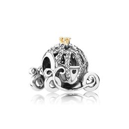 Gevoelige en stijlvolle pompoen auto charme authentieke 925 sterling zilver met CZ diamanten geschikt voor pandora diy armband kralen dames geschenk