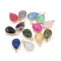 Delicate Faceted Waterdrop Stone Chakra Charms Teardrop Shape Hanger Rose Quartz Healing Reiki Crystal Finding DIY Kettingen Vrouwen Sieraden