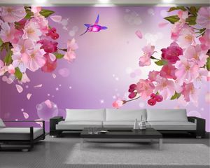 Delicado papel tapiz floral 3d Mural moderno Papel tapiz 3d Flor romántica Seda decorativa Papel tapiz 3d Sala de estar