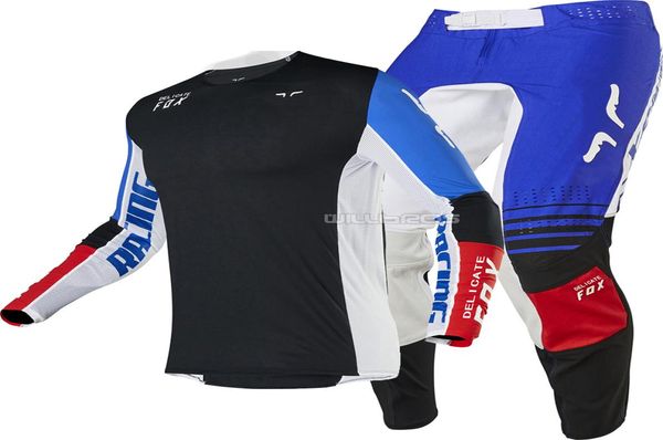 Délicat FOX 2020 Racing Flexair Honr hommes MX tout-terrain maillot pantalon noir bleu Motocross adulte équipement Combo7918990