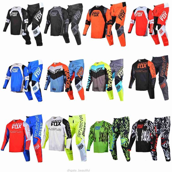 Ensemble d'équipement Fox délicat pour hommes, maillot 180 360, pantalon de course de Motocross, combinaison tout-terrain pour adultes