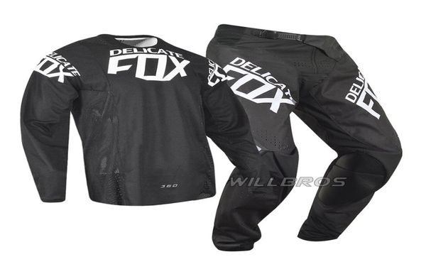 Maillot et pantalon délicat Fox MX 360 Kila, pour Motocross, Dirt bike, vtt, ATV, ensemble d'équipement de course pour adultes, noir 8321171