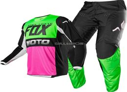 DELICATE FOX New Racing 180 Fyce MX Offroad Dirt Bike ATV Jersey Pantalon Combo MultiPinkGreen3719846