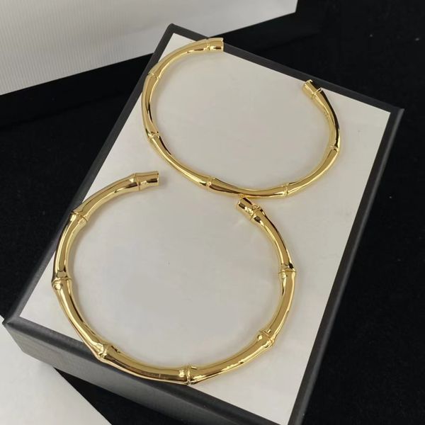 Bracelets de manchette en bambou d'or délicats pour hommes et femmes de la même marque, couple de créateurs, amoureux de bracelets, bijoux cadeaux de haute qualité avec boîte