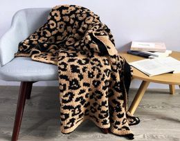 Delicaat gebreide luipaardprint dekens winter warm nepbont microfiber stiksel geruite sprei pluizig volwassen deken gooien6030666