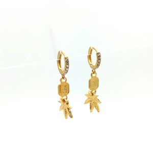 Boucles d'oreilles pendantes en forme de feuille, Design délicat, jaune, plaqué or fin, CZ, fait à la main, timbre 18 K, bijoux cadeau tendance
