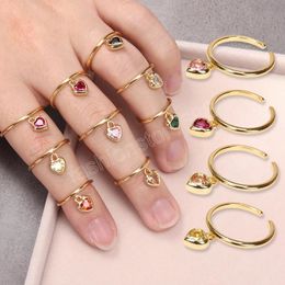 Delicate micro zirkon hart open verstelbare ring sierlijke liefde gevormde koperen ring voor vrouwen romantische cadeau sieraden accessoires