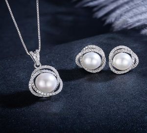 Delicate Pearl Pendant Stud -oorbellen Set 910mm Grote Oblate Pearl Earring voor vrouwen Mom Anniversary Gift Sieraden Highgloss9827413
