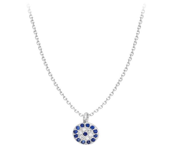 Delicados collares de plata esterlina S925 Stone hembra de circón Turco Blue ojo de la clavícula Collar Collar Accesorios para mujeres Jew3774734