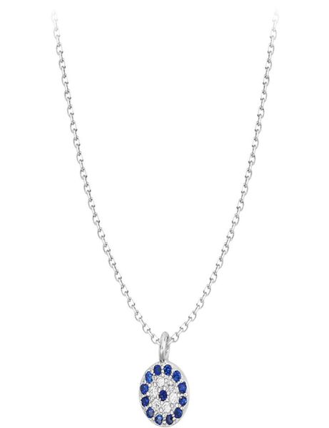 Delicados collares de plata de ley S925, piedra de circón femenina, collar con colgante de cadena de clavícula de ojo azul turco, accesorios para mujer Jew3819296