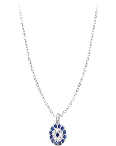 Delicados collares de plata de ley S925, piedra de circón femenina, collar con colgante de cadena de clavícula de ojo azul turco, accesorios para mujer Jew1192709