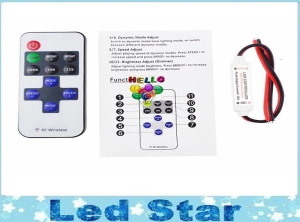 Variateur de télécommande couleur unique, 12V DC, 11 touches, Mini contrôleur LED RF sans fil pour bande lumineuse LED 6824509