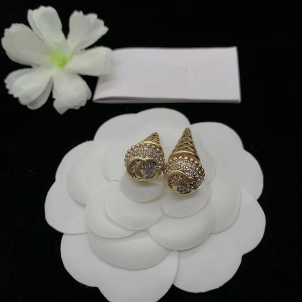 Delicados pendientes Vintage de diamante con forma de helado, Aretes Orecchini de diseñador, joyería para regalo de cumpleaños y fiesta de boda para mujer