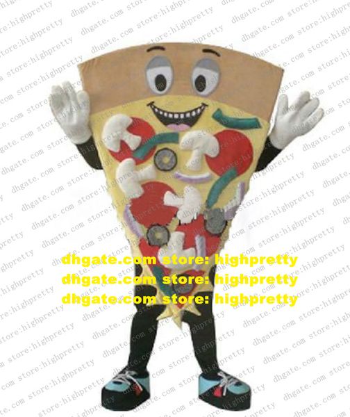 Costume de mascotte de pâtisserie de biscuit de gâteau de pizza coloré délicieux avec de grands yeux lumineux bleus noirs No.4534