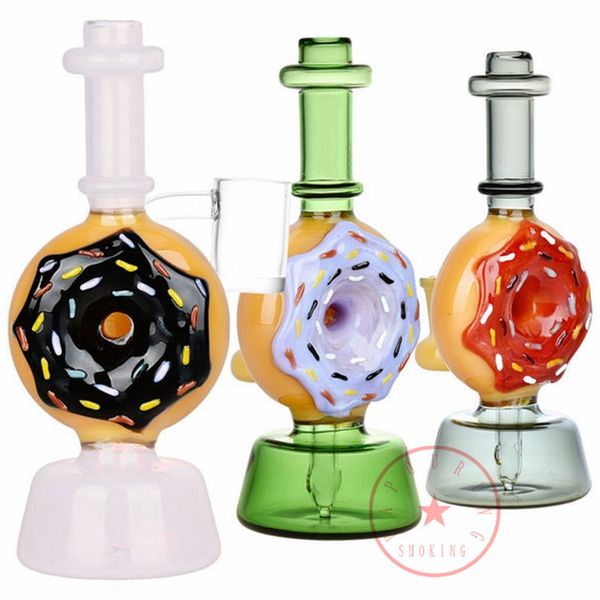 Délicieux beigne coloré en verre épais Bong Bonghaha Shisha Fumer des tuyaux de eau Pipes de bulles filtres Herbe Tobacco Bowl Portable Stand Design Cigarette Horse