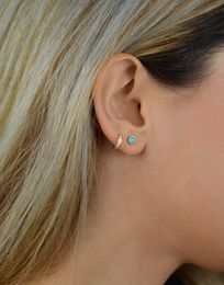 Delilcate Opal Stud Earring Geometric 4mm Ronde Stud Minimal Simple Multi Piercing Sweet Silver Stud for Girl Sieraden