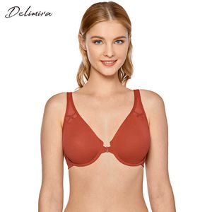 Delimira dames naadloze front close bra racerback plus size bhas niet -gevulde underwire volledige dekking Brassiere 210623