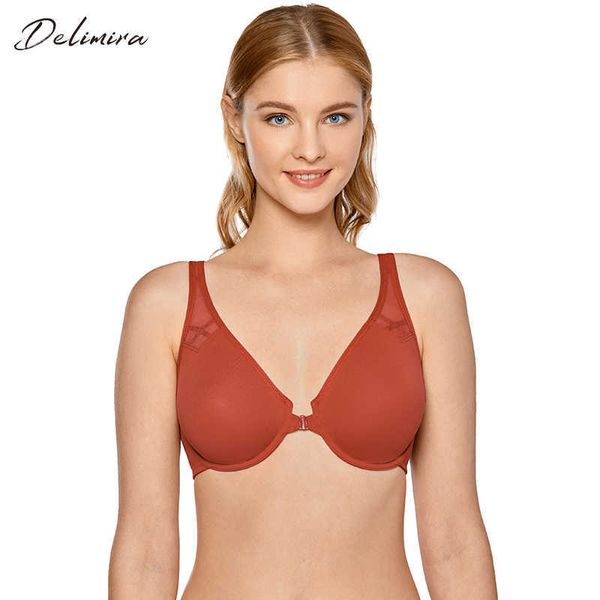 Delimira soutien-gorge sans couture à fermeture frontale pour femme dos nageur soutien-gorge grande taille à armatures non rembourrées soutien-gorge à couverture complète 210623