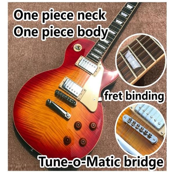 Livraison One Piece Neck One Piece Body Guitar Guitar Amélioration de la guitare Tiromatic Guitar Tiger Flame Standard Guitar7230281