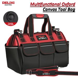 Delixi elektrische waterdichte gereedschapzak voor mannen/damesheavy Duty Electrician Tool Bagopen Mond Tool Storingszak Organisator 240420