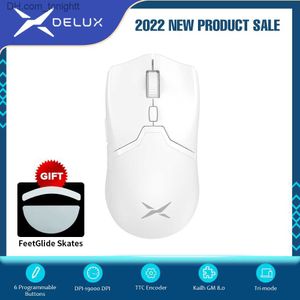 Delux M800 PRO PAW3370 Witte Draadloze Gaming Muis Bedraad Programmeerbare Ergonomische Muizen Type C Oplaadbaar Voor Windows Mac Q230825