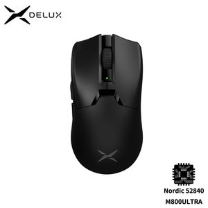 Delux M800 Ultraligero 49g PAW3395 Ratón inalámbrico Bluetooth TriMode para juegos 26000DPI 4K Ratones macro compatibles para PC Gamer 240314