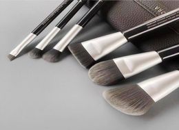 Brosse de maquillage antibactérien en charbon de luxe Set 6pcs Antibactérien synthétique Brosse de cheveux kit de beauté
