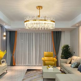 Deluxe kristallen plafond kroonluchter Noordse eenvoudige lichte luxe ronde villa hanglamp geschikte woonkamer eetkamerlampen