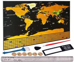 Deluxe wissen World Travel Map Scratch Off voor kamer thuiskantoor decoratie muurstickers 2110257673755