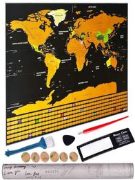 Deluxe Effacer la carte de voyage du monde à gratter pour la chambre Home Office Decoration Mur Stickers 2110257298892