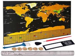 Deluxe Effacer la carte de voyage du monde à gratter pour la chambre Home Office Decoration Mur Stickers 2107268387545