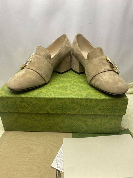 Chaussures formelles de luxe Mocassins de créateur pour femmes, bout rond, talons hauts de 5,5 cm, remise spéciale, style premium avec boîte 35-41