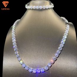 Collier de luxe Ice Out S Serling Sier, bijoux de haute qualité VVS Moissanite, chaîne de Tennis en diamant