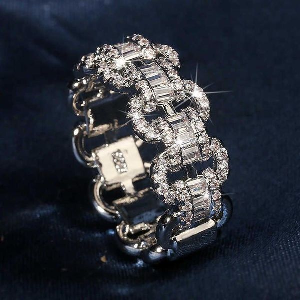 Amoureux de luxe Lab Diamond Ring 925 en argent sterling Bijou de fiançailles bagues de mariage pour femmes hommes chaîne fête bijoux cadeau232Y