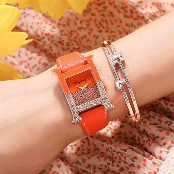 Deluxe naranja H letra Half Beimu moda mujer regalo del Día de San Valentín para mejores amigos pulsera reloj Full Sky Star